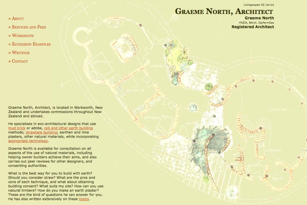 web design for an eco-architect in New Zealand - Graeme North