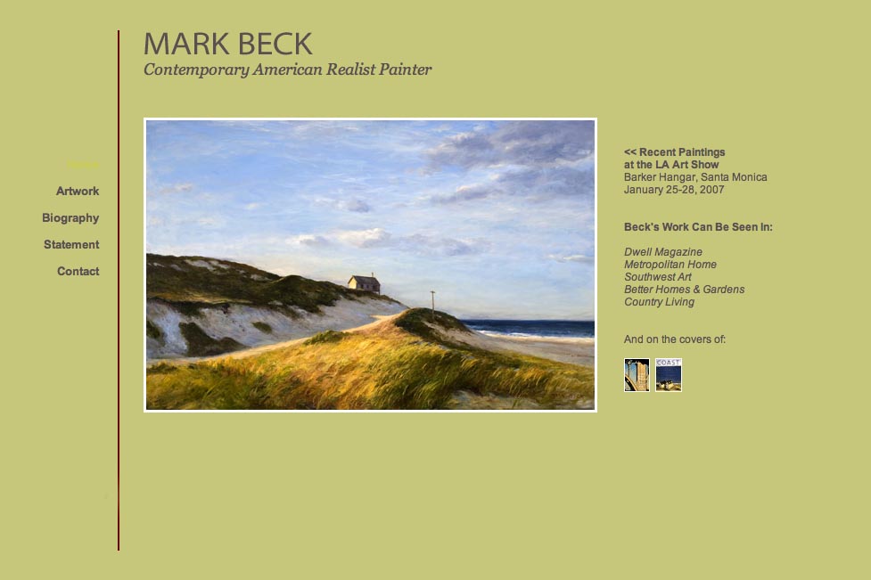 web design for a realist painter - Mark Beck