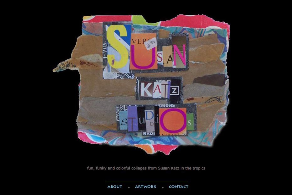 web design for a collage and mixed media artist - Sue Katz