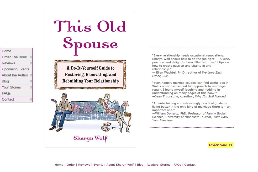 web design for a book about relationships by Sharyn Wolf