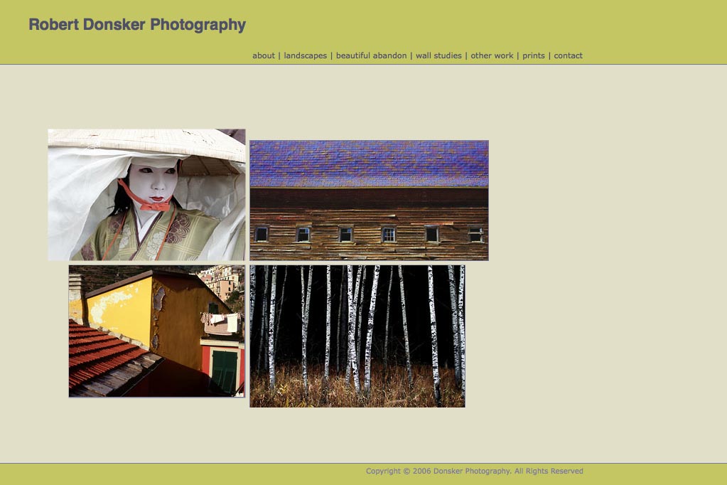 web design for a photographer: Robert Donsker