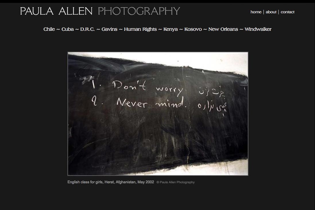 web design for a social documentary photographer - Paula Allen