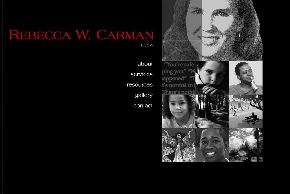 web design for a therapist, writer and photographer - Rebecca W. Carman