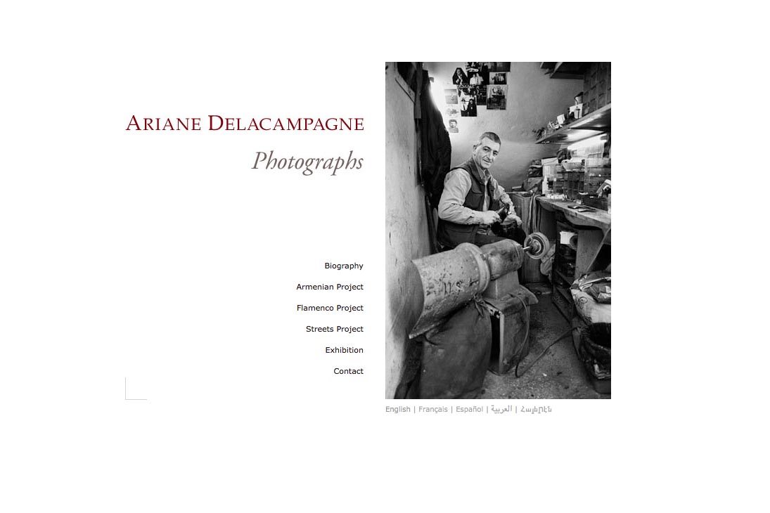 web design for a photographer - Ariane Delacampagne