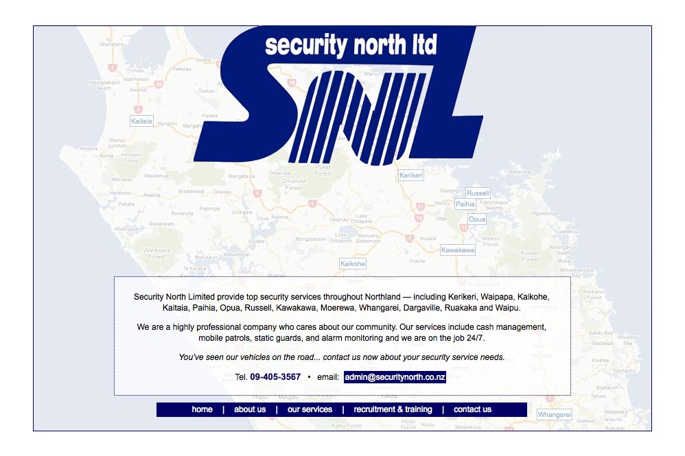 web design for a security company in New Zealand