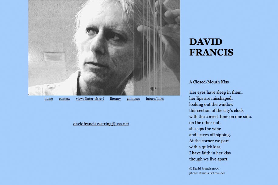 web design for a poet and singer - David Francis
