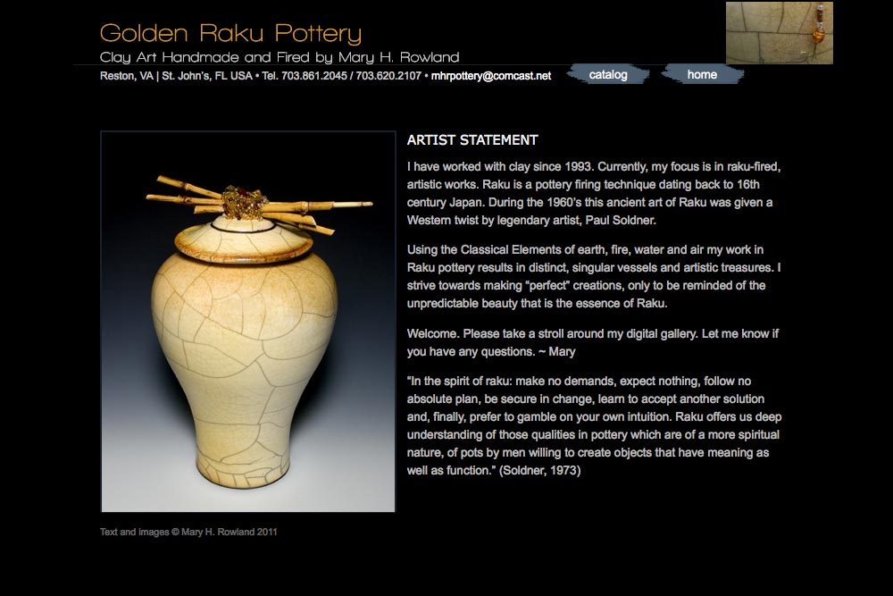 web design for a ceramicist - Mary Rowland