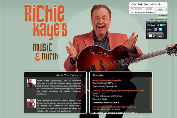 web design for a singer-songwriter - Richie Kaye