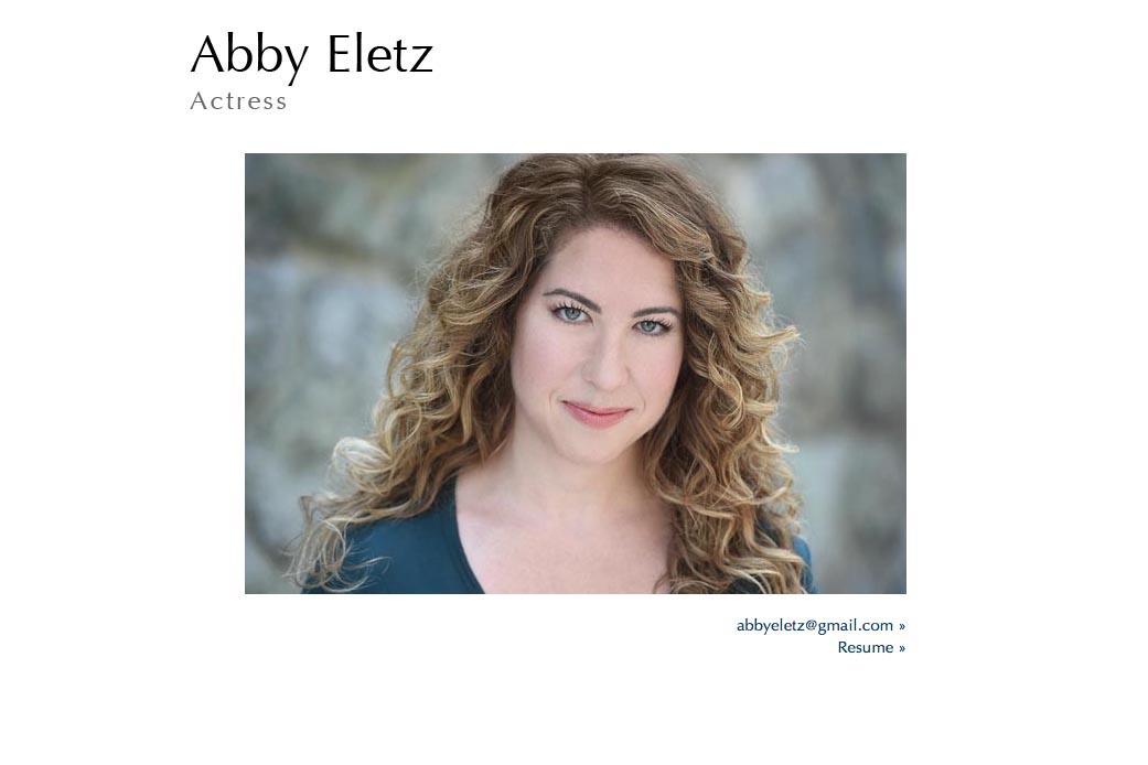 web page design for an actor - one page site for Abby Eletz