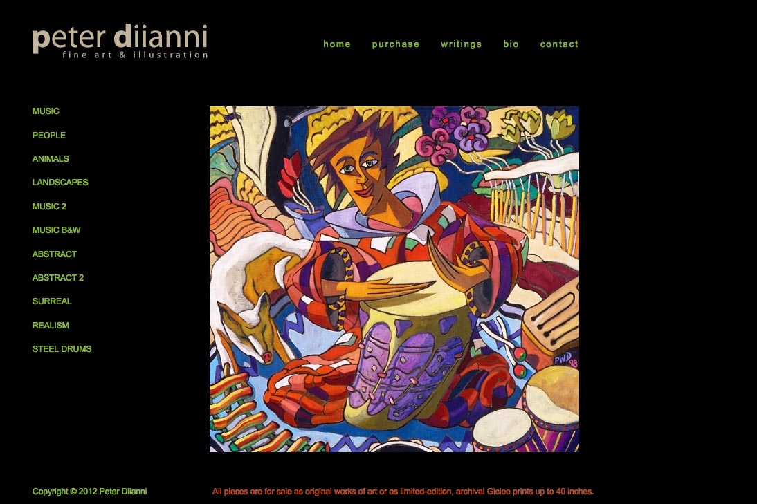 web design for an artist - Peter Diianni