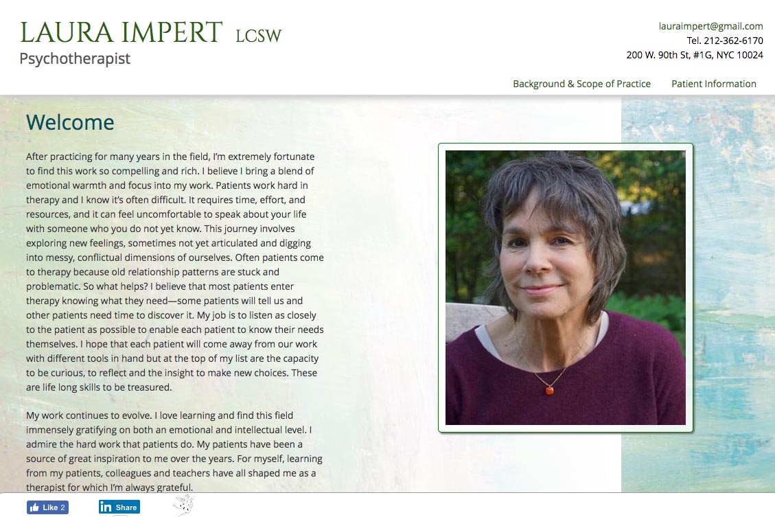 web design for a therapist - Laura Impert - homepage