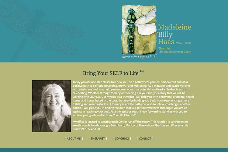 web design for a therapist and coach - home page