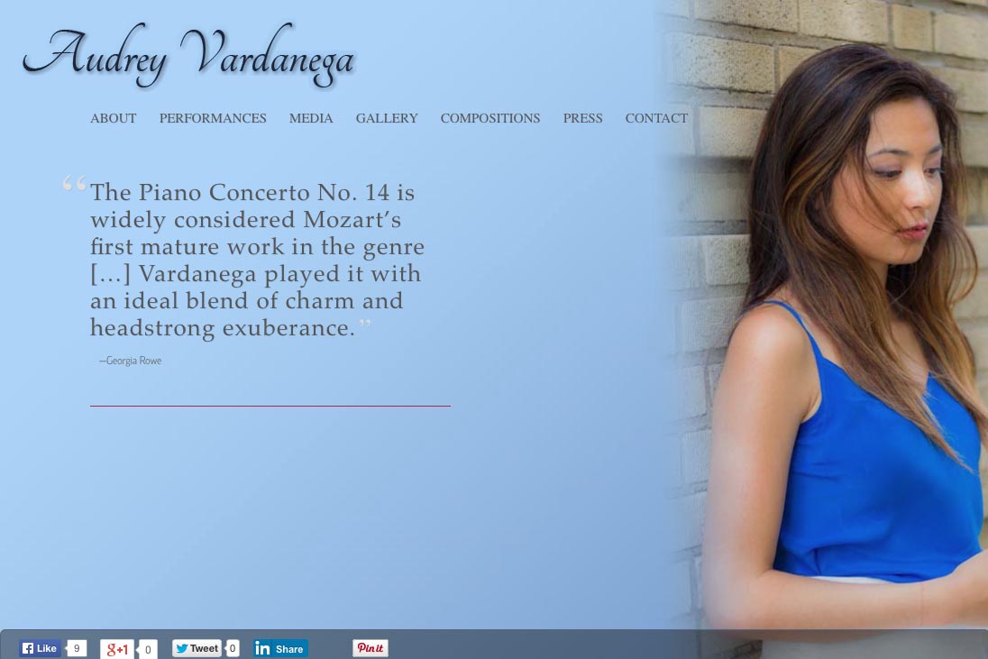 web design for a young concert pianist - Audrey Vardanega