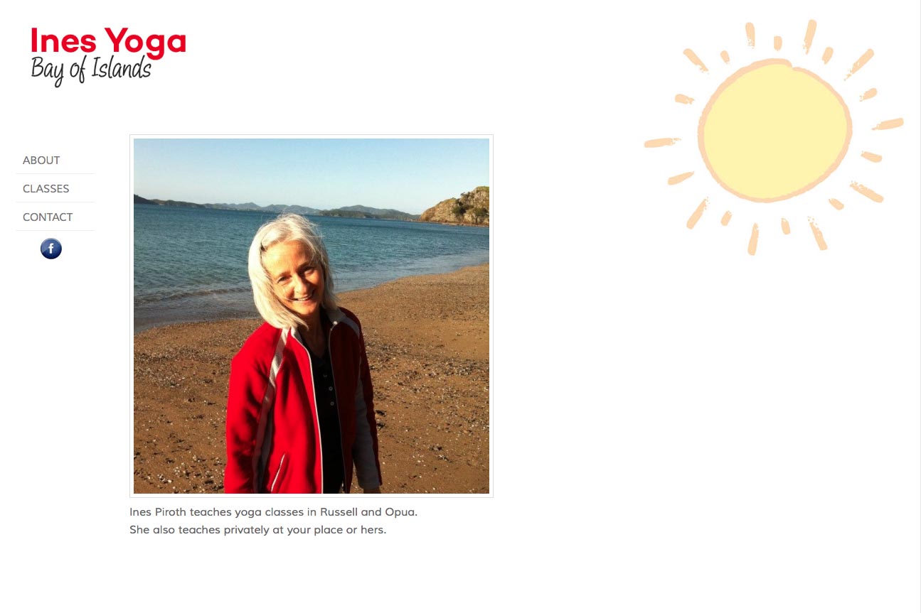 simple web design for a yoga teacher in the Bay of Islands, NZ - Ines Piroth