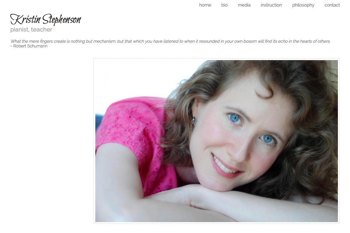 web design for a classical pianist and piano teacher - Kristin Stephenson