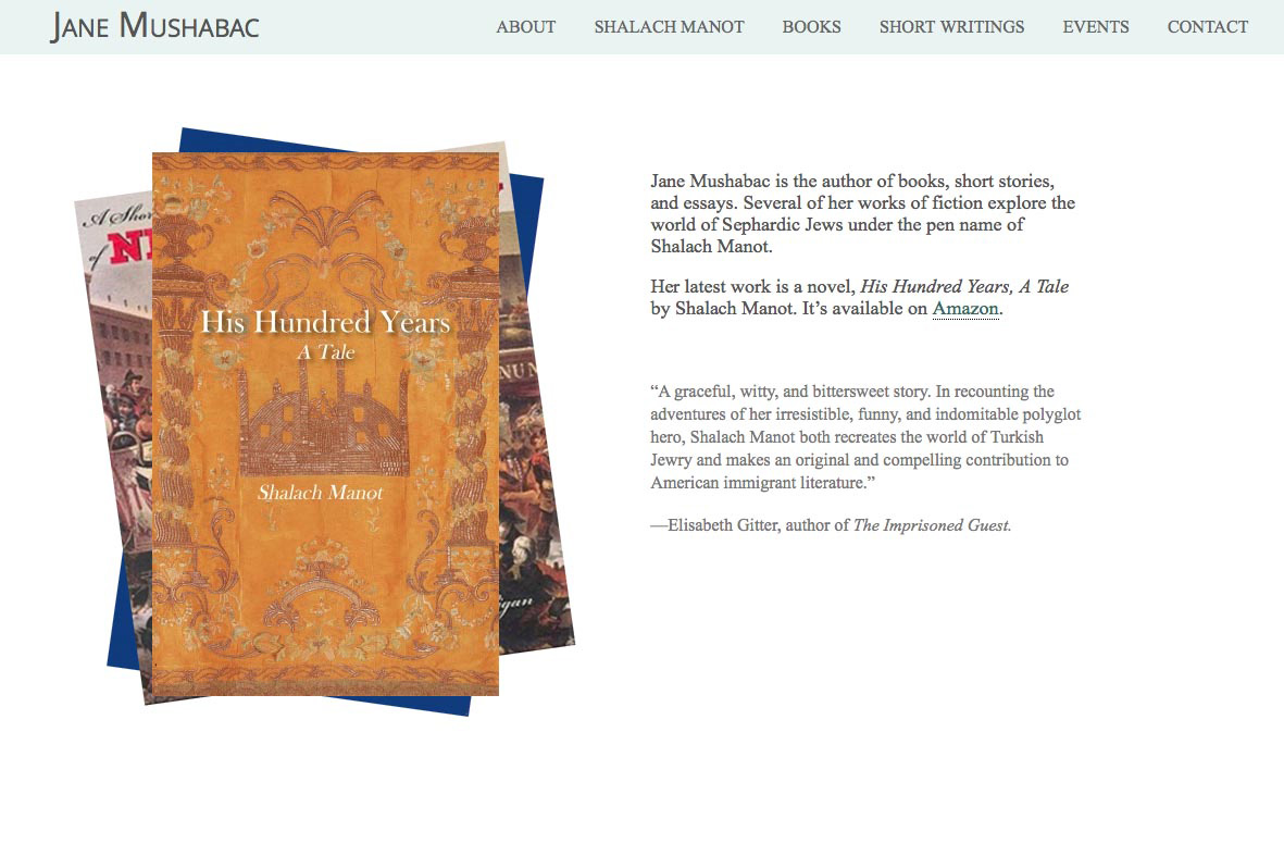 web design for an author - Jane Mushabac