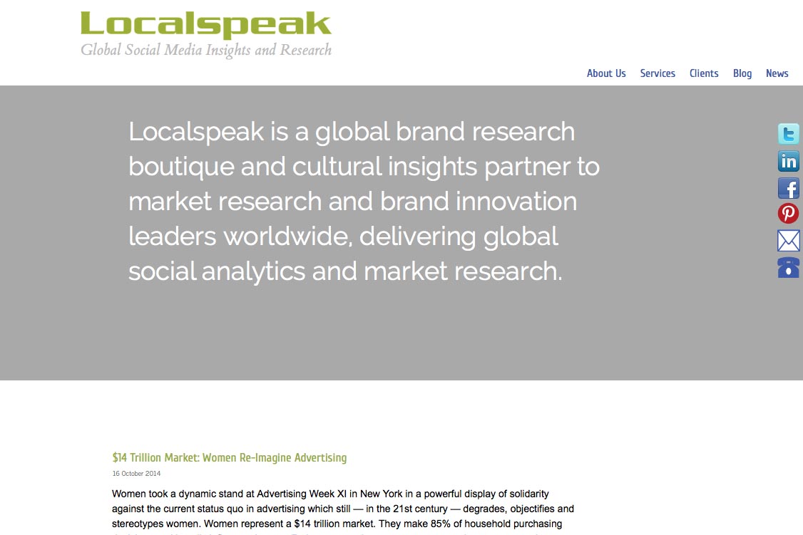 web re-design for a global branding and translation company - Localspeak