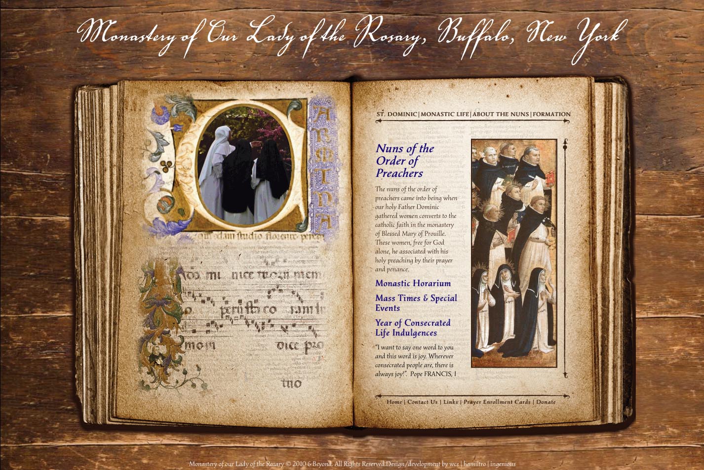 web design for a monastery - monastery of our lady of the rosary