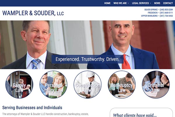 web design for a law firm in Maryland - home page