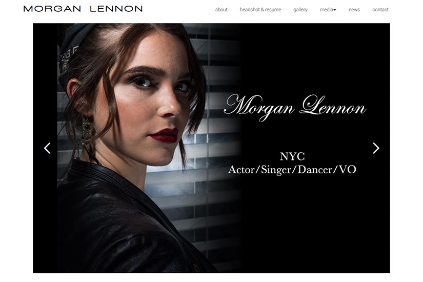 web design for a New York actor: Morgan Lennon - homepage
