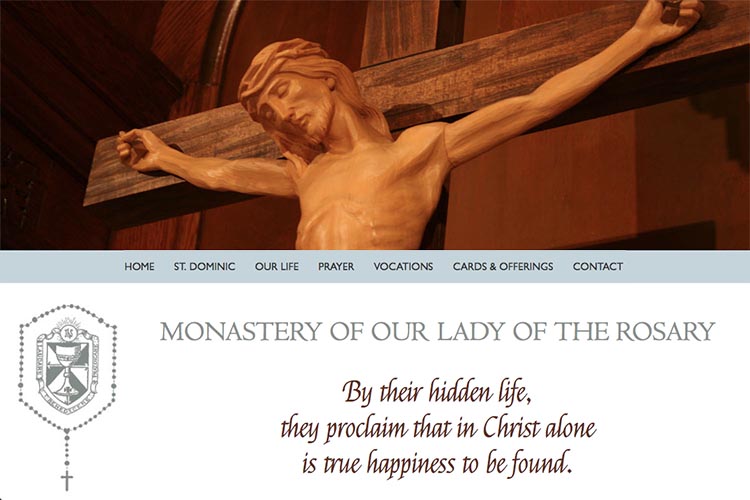 web design for a non-profit organization: monastery of our lady of the rosary - home page