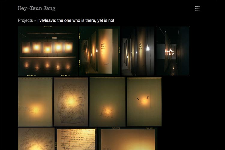 web design for sculptor and installation artist - Hey-Yeun Jang - live-leave project